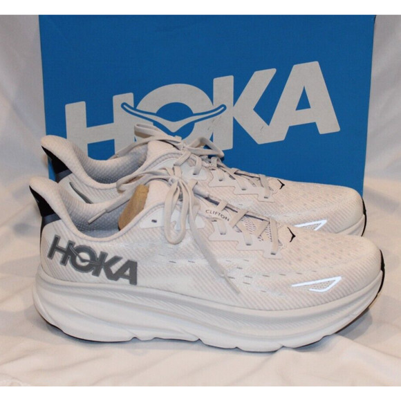 NIB Hoka One One Men's Clifton 9 Running Athletic Sneakers NCSW WHITE 12 NIB - Picture 1 of 6